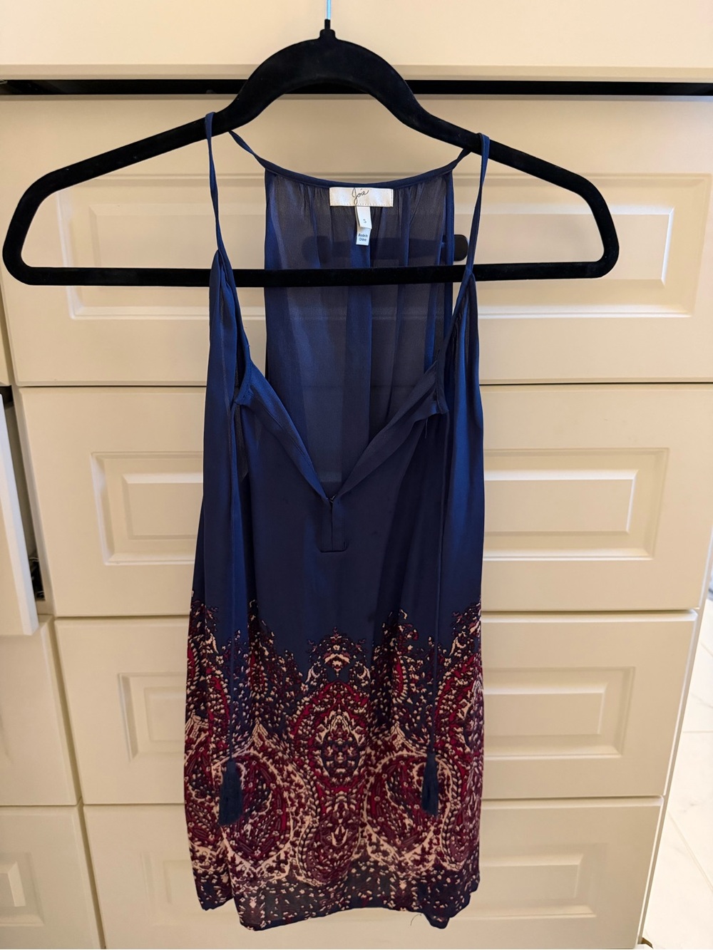Joie Navy and Burgundy Printed Slip Tank